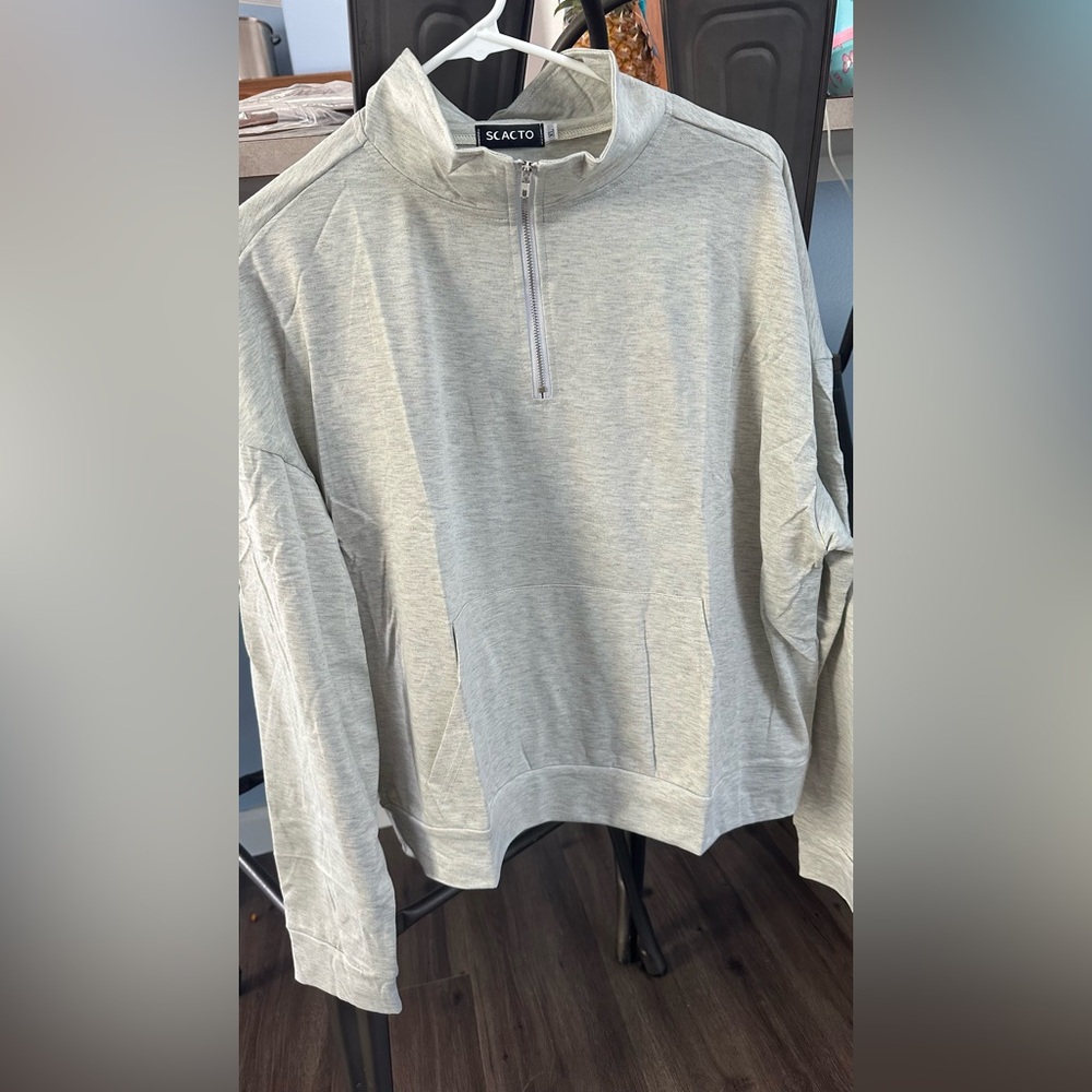 Women’s Light Gray Half-Zip Sweater